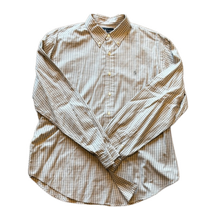 Ralph Lauren Men's XL Classic Fit Grey and White Checkered Shirt